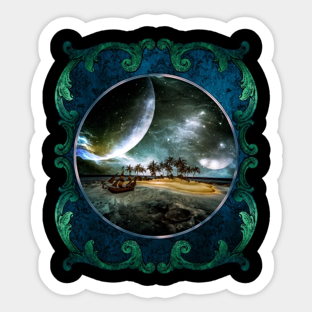 Wondeful tropical island in the night Sticker by Nicky2342